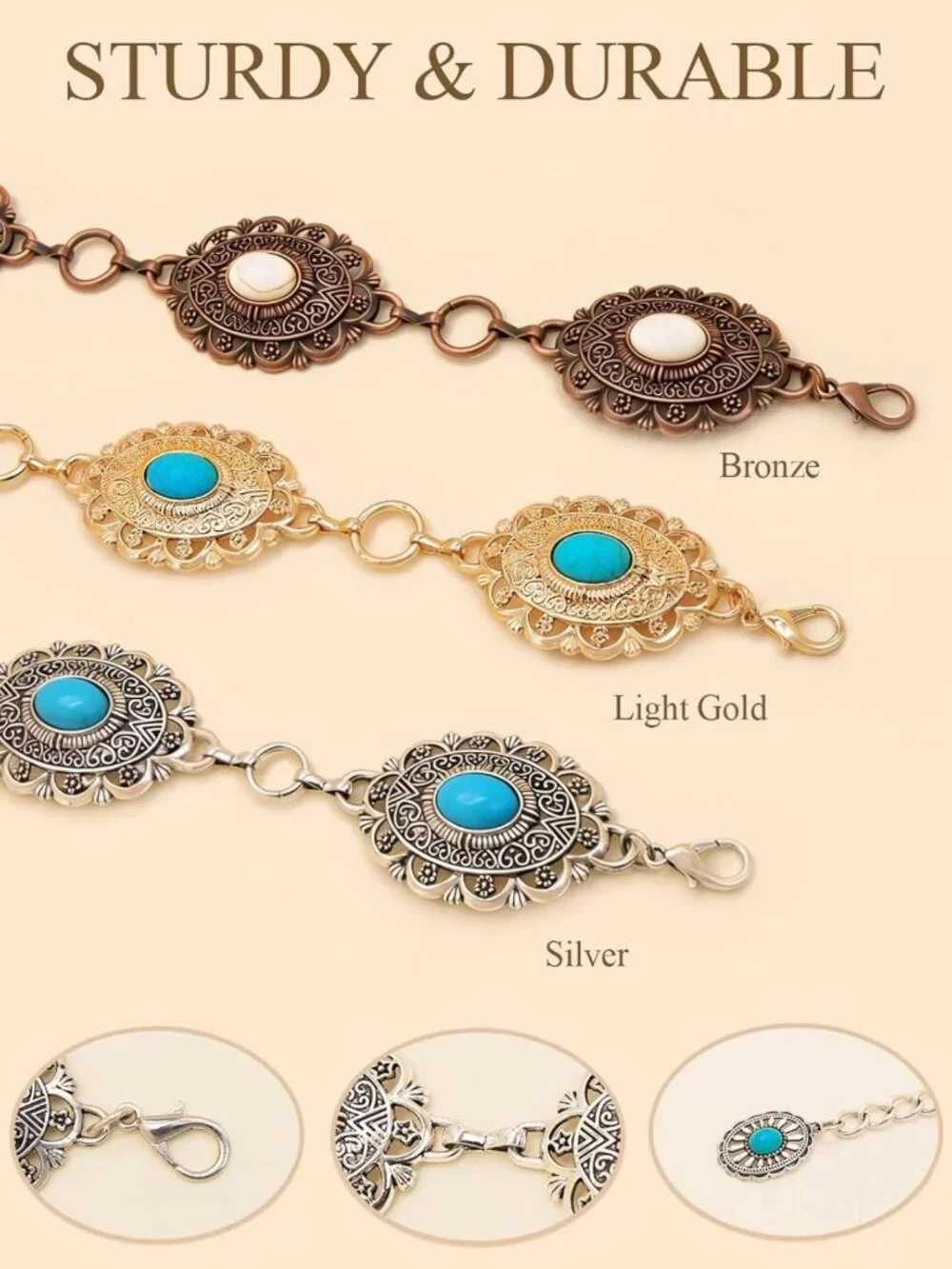 Stylish Western Metal Concho Belt for Women | Cowgirl Chain Accessory for